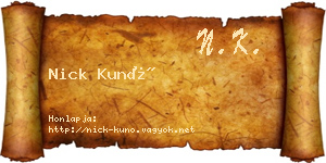 Nick Kunó névjegykártya